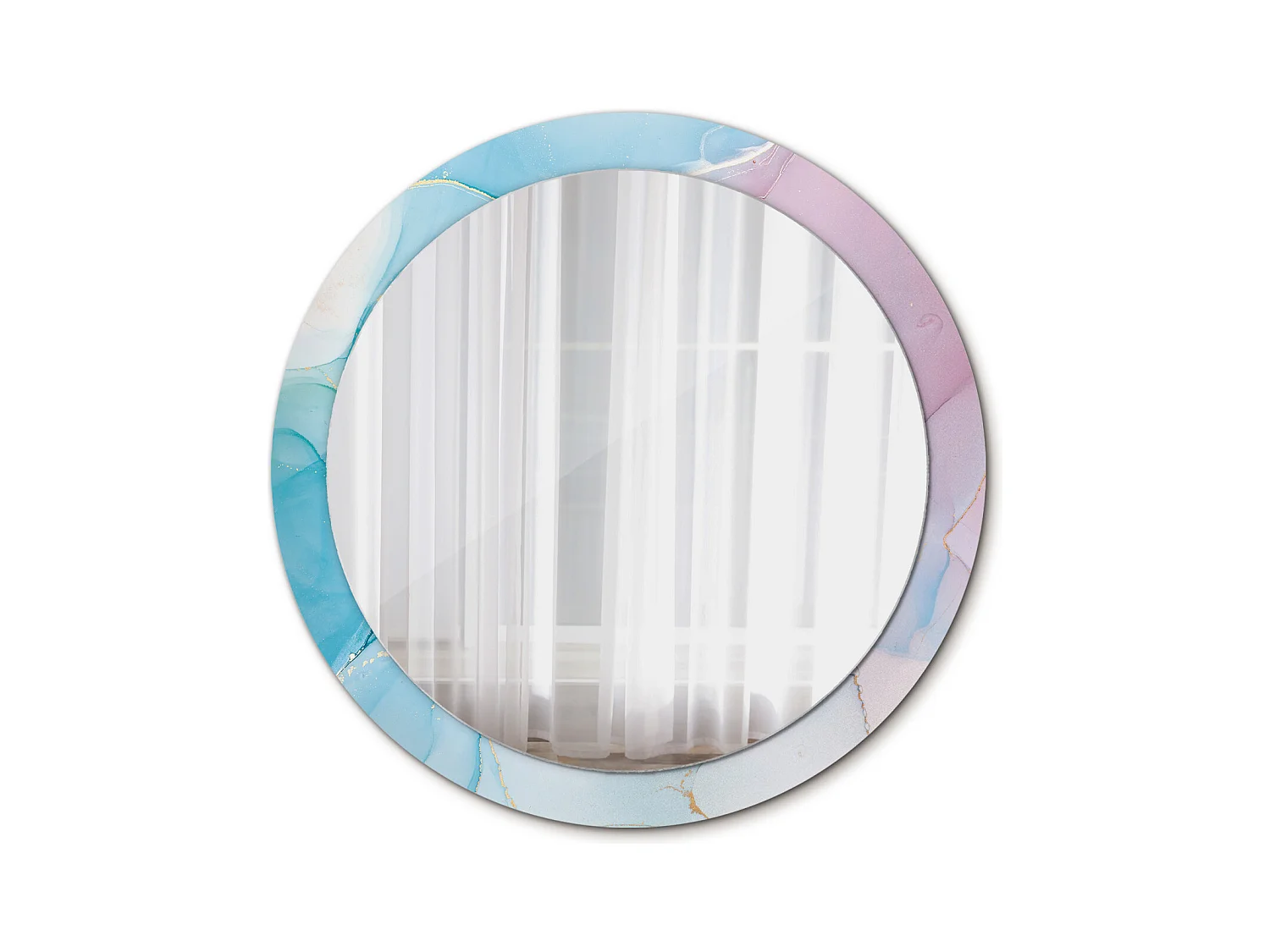 Miroir rond décoratif - Style marbre - 90 cm