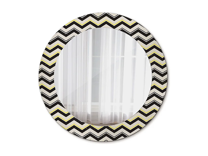 Miroir rond décoratif - Motif zigzag - 70 cm
