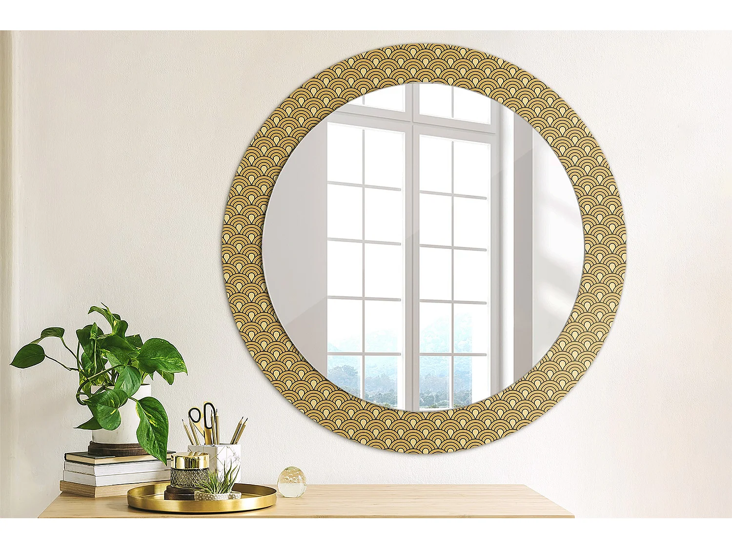 Runder dekorativer Spiegel – Retro-Druck – 60 cm