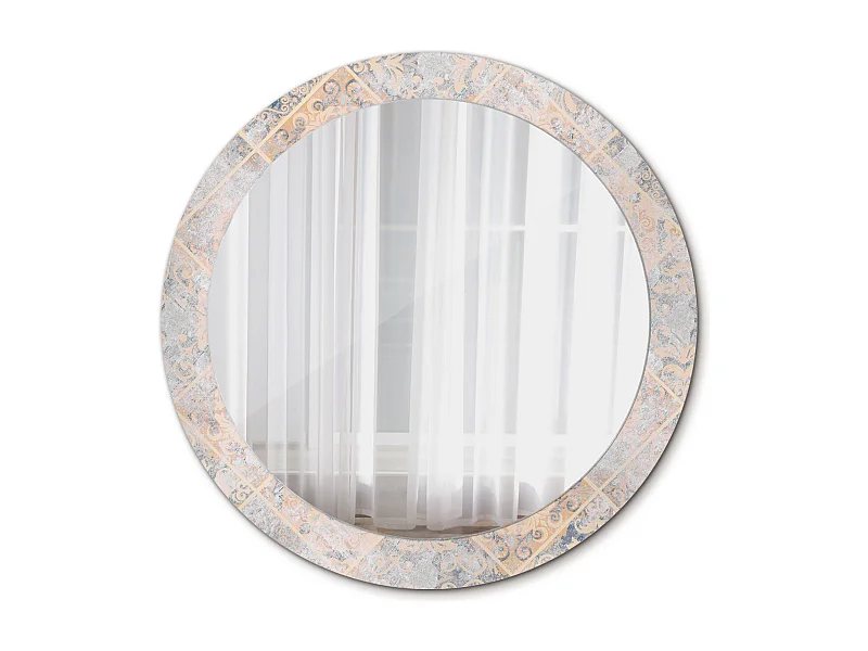 Dekorativer runder Spiegel – Gitterfliesen – 80 cm