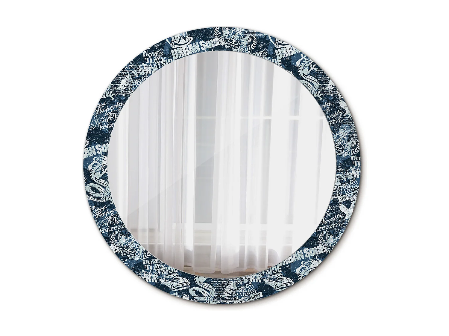 Dekorativer runder Spiegel - Collage New York - 80 cm