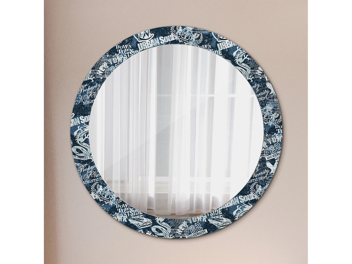 Dekorativer runder Spiegel - Collage New York - 80 cm