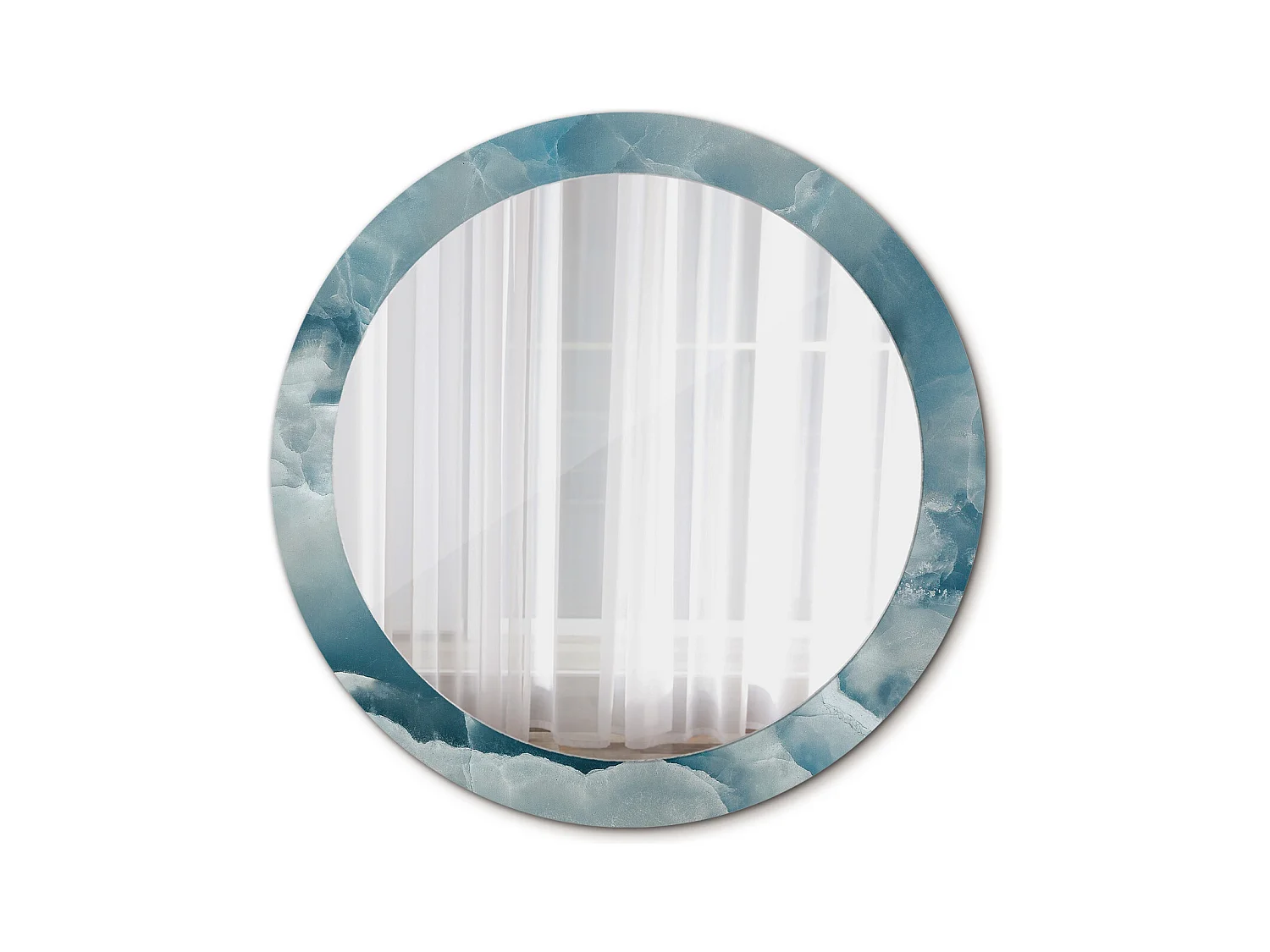 Miroir rond décoratif - Marbre onyx bleu - 80 cm