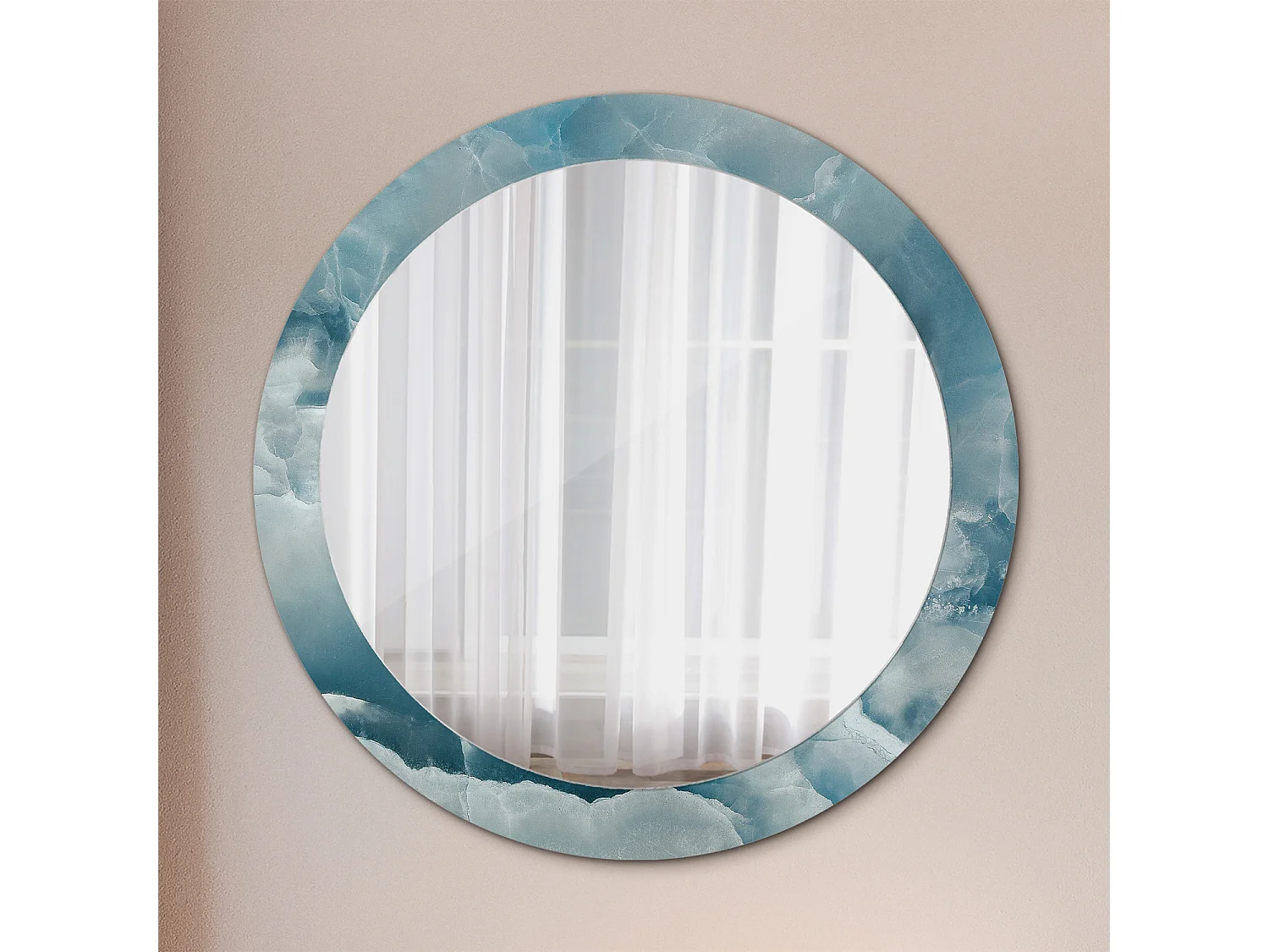 Runder dekorativer Spiegel - Blauer Onyxmarmor - 80 cm