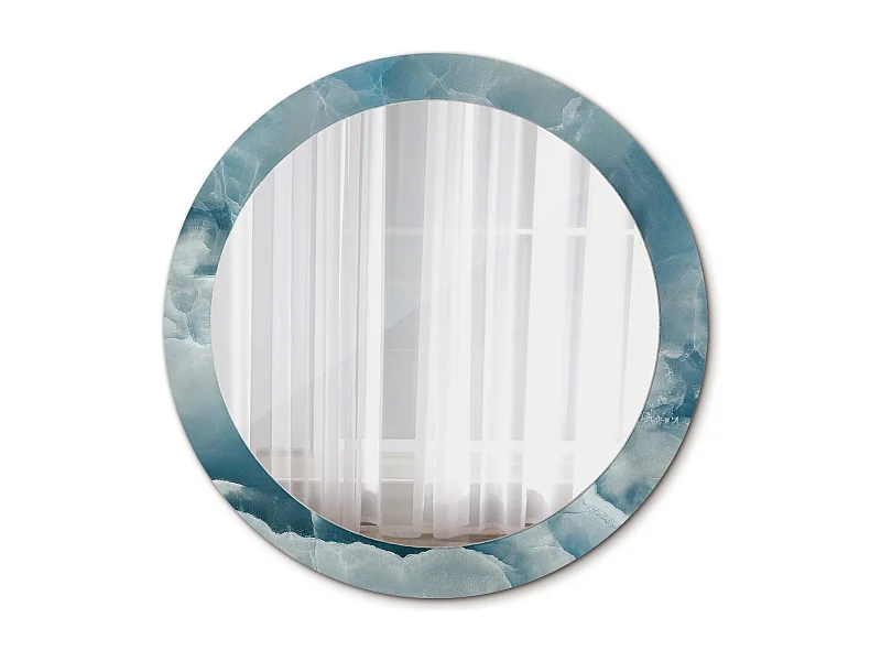 Runder dekorativer Spiegel - Blauer Onyxmarmor - 80 cm