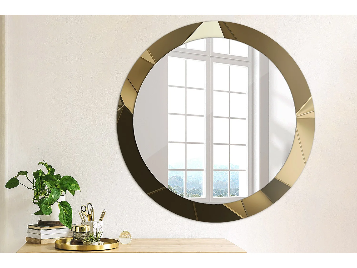Miroir rond décoratif - Abstraction moderne - 80 cm
