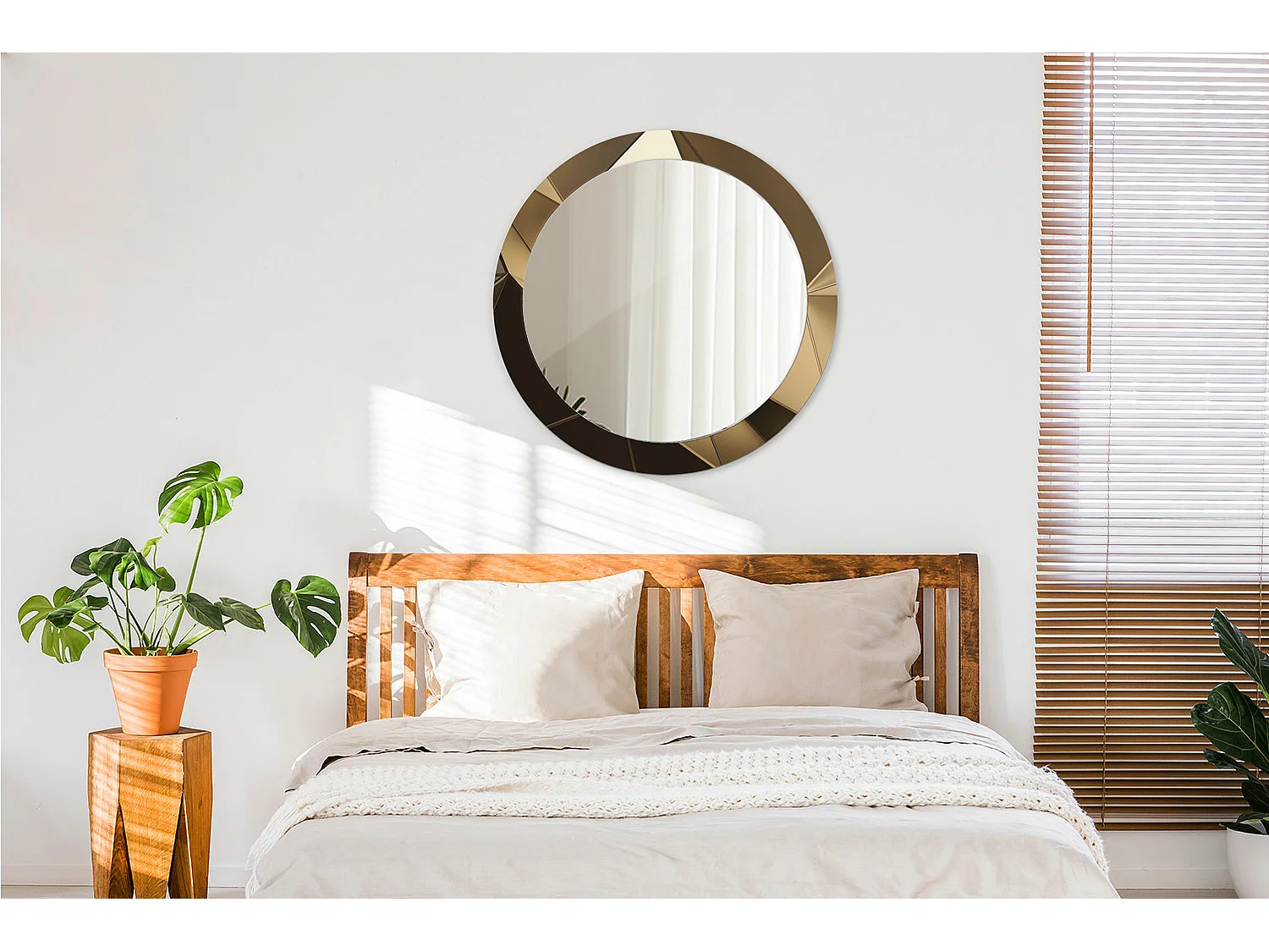 Miroir rond décoratif - Abstraction moderne - 80 cm