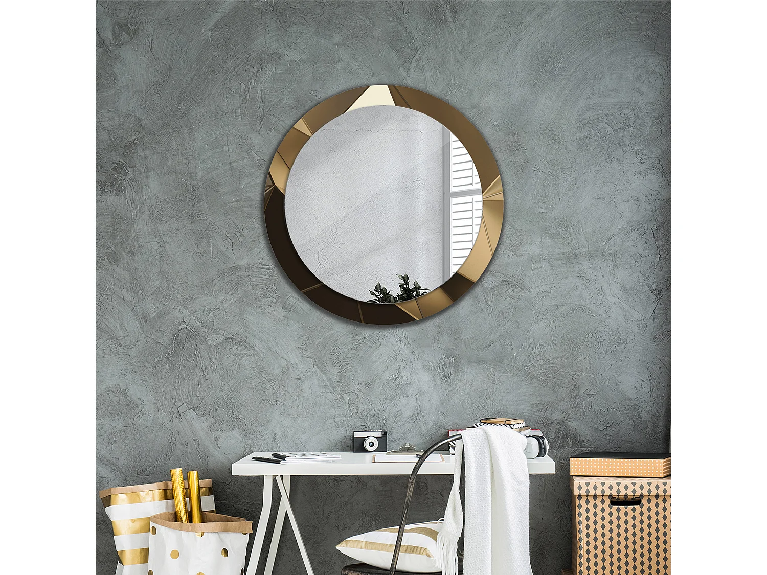 Miroir rond décoratif - Abstraction moderne - 80 cm