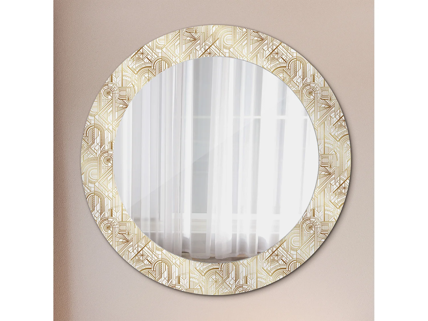 Miroir rond décoratif - Composition Art déco - 70 cm