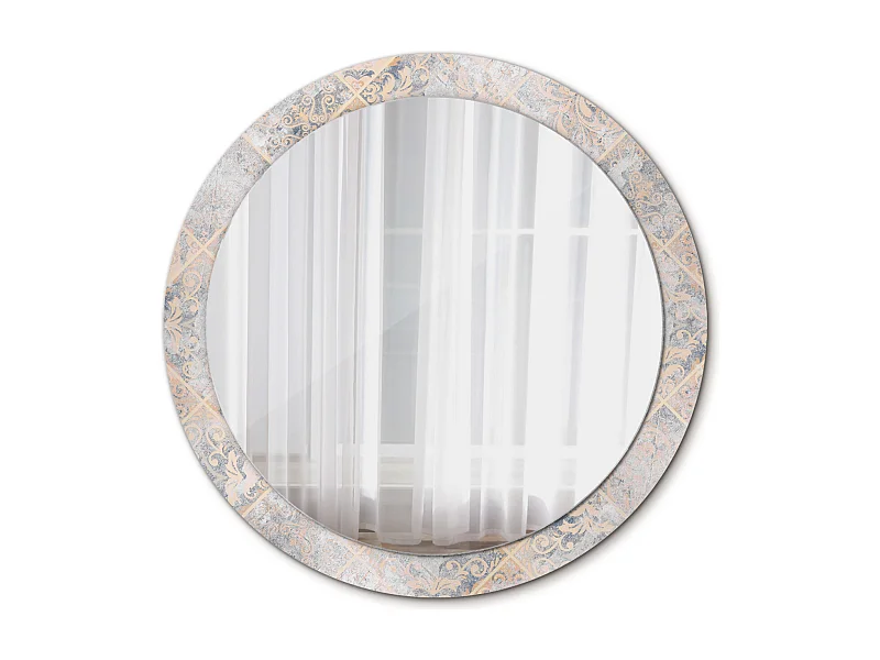 Miroir rond décoratif - Carreaux râpés - 90 cm