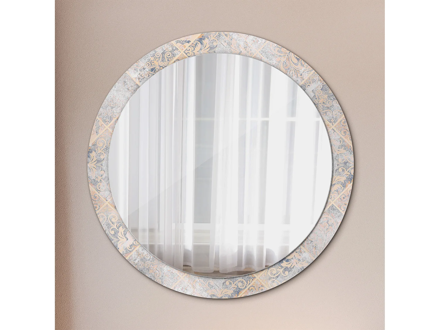 Miroir rond décoratif - Carreaux râpés - 90 cm