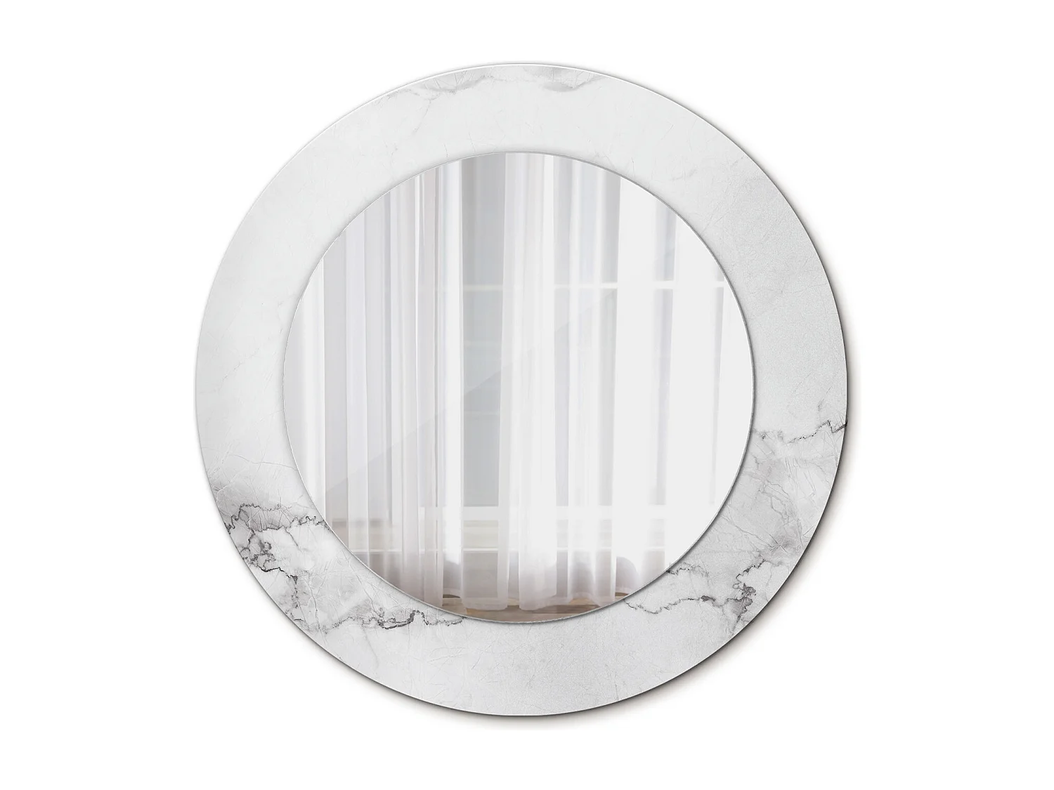 Miroir rond décoratif - Marbre blanc - 50 cm