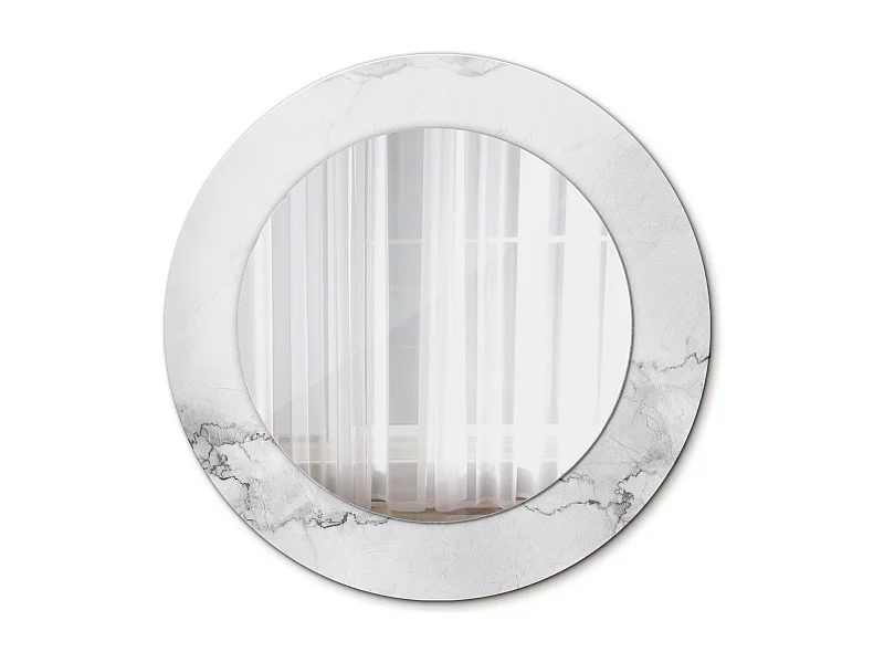 Runder dekorativer Spiegel - Weißer Marmor - 50 cm