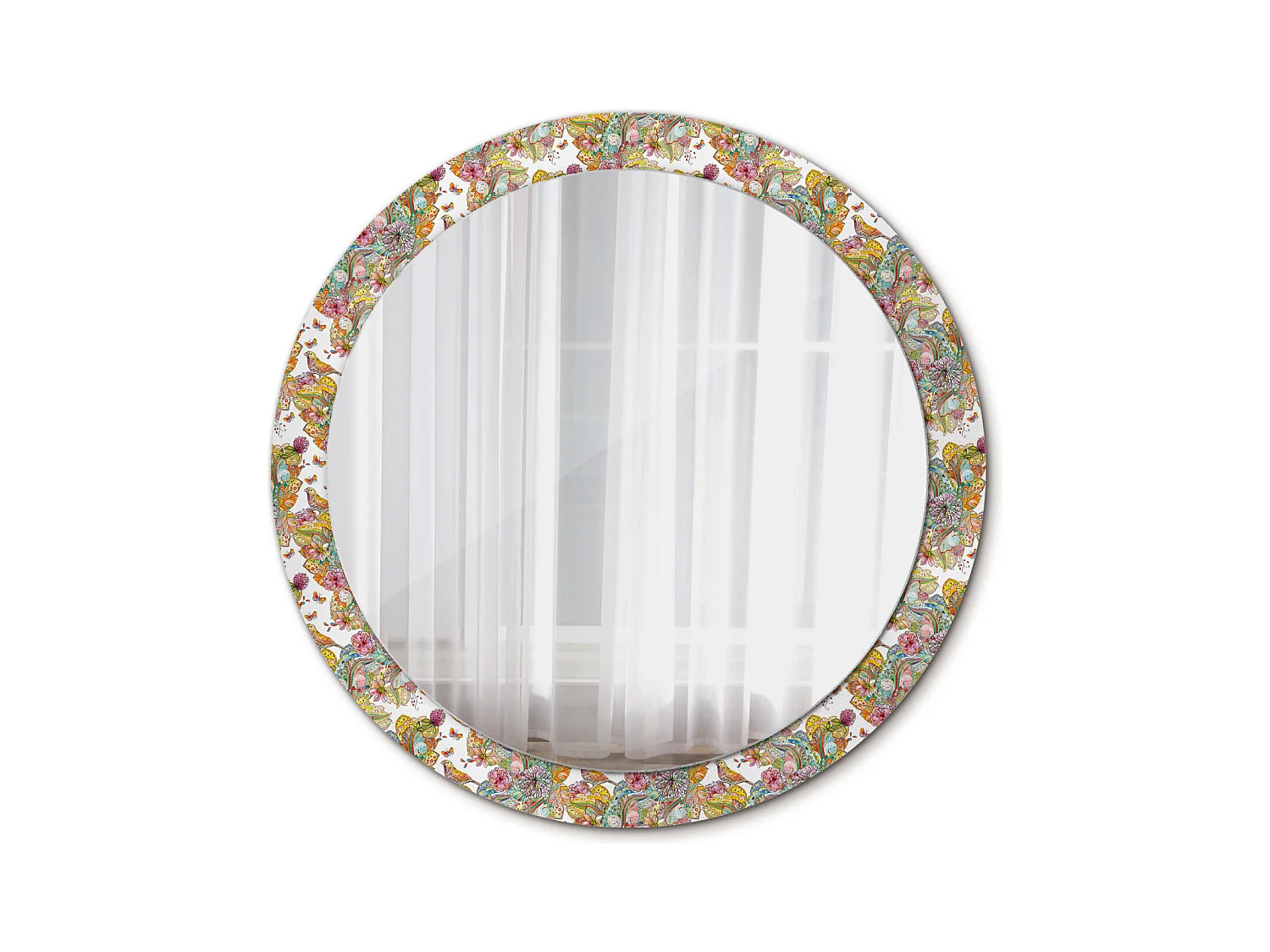 Miroir rond décoratif - Fleurs de conte de fées - 90 cm