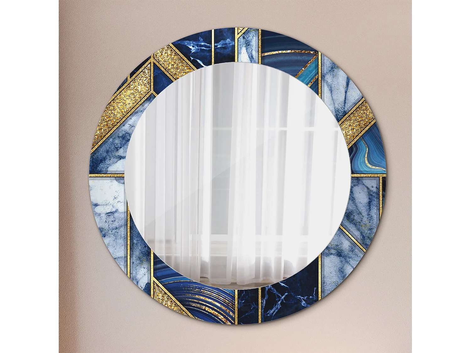 Ronde Decoratieve Spiegel – Modern Marmer – 60 cm