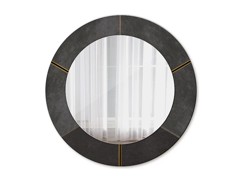 Dekorativer runder Spiegel - Graue Dreiecke - 50 cm