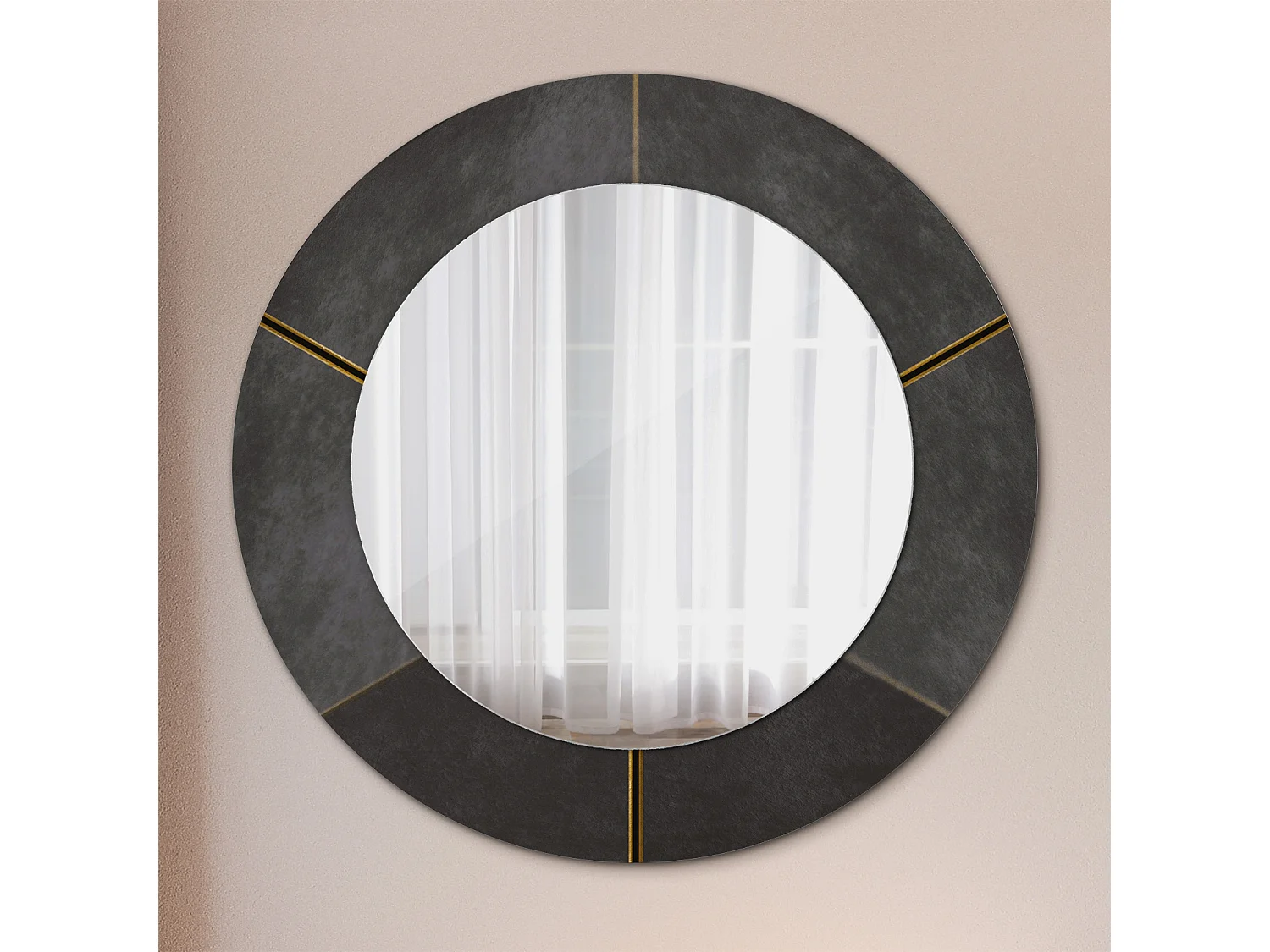 Dekorativer runder Spiegel - Graue Dreiecke - 50 cm