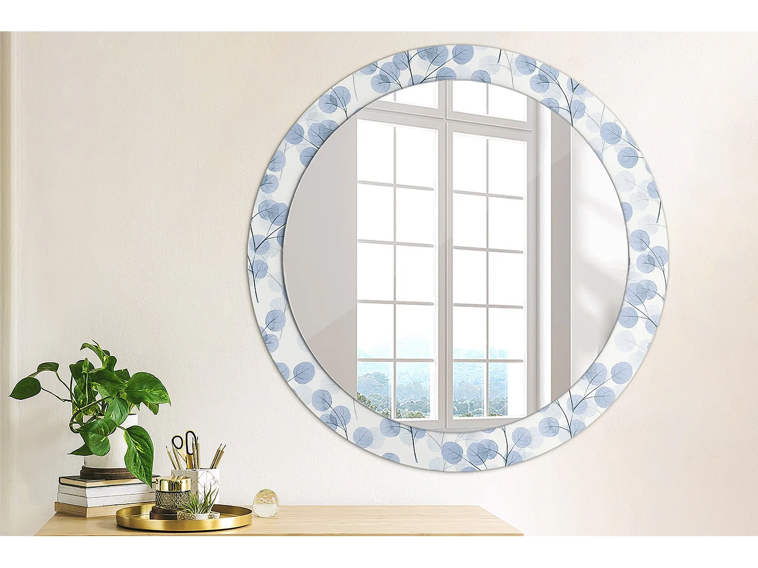 Dekorativer runder Spiegel – Astblätter – 80 cm