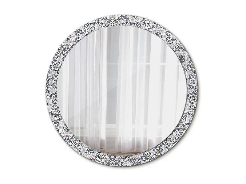 Miroir rond décoratif - Ornements géométriques - 100 cm