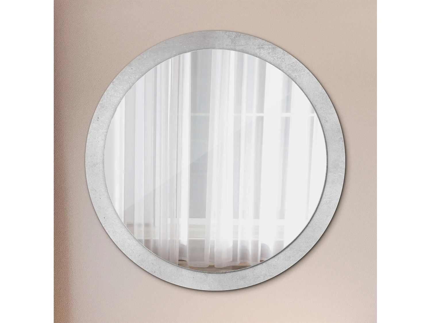 Runder dekorativer Spiegel - Betonstruktur - 100 cm