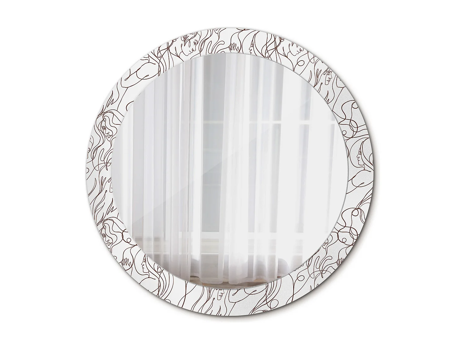 Miroir rond décoratif - Visages faits de lignes - 80 cm