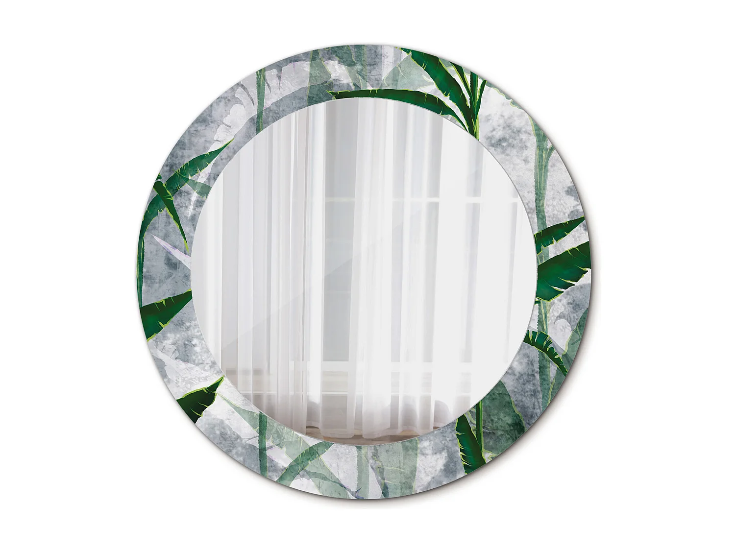 Dekorativer runder Spiegel - Tropische Blätter - 60 cm