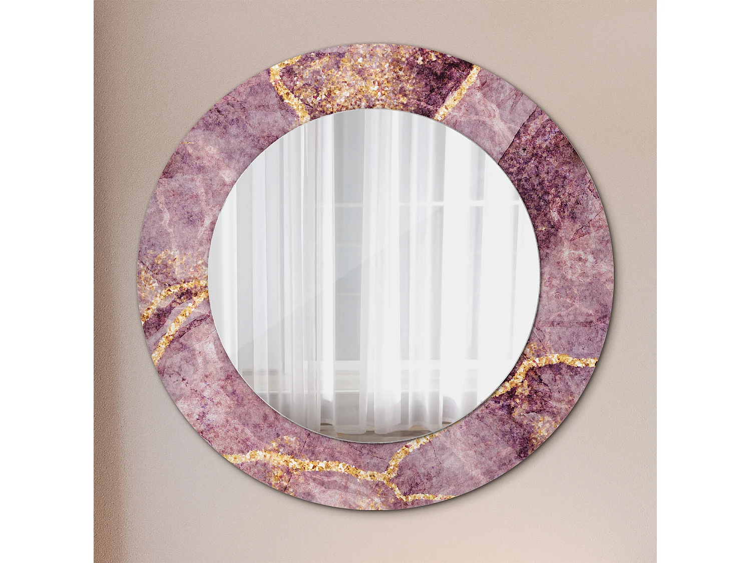 Runder dekorativer Spiegel - Marmoroptik - 50 cm