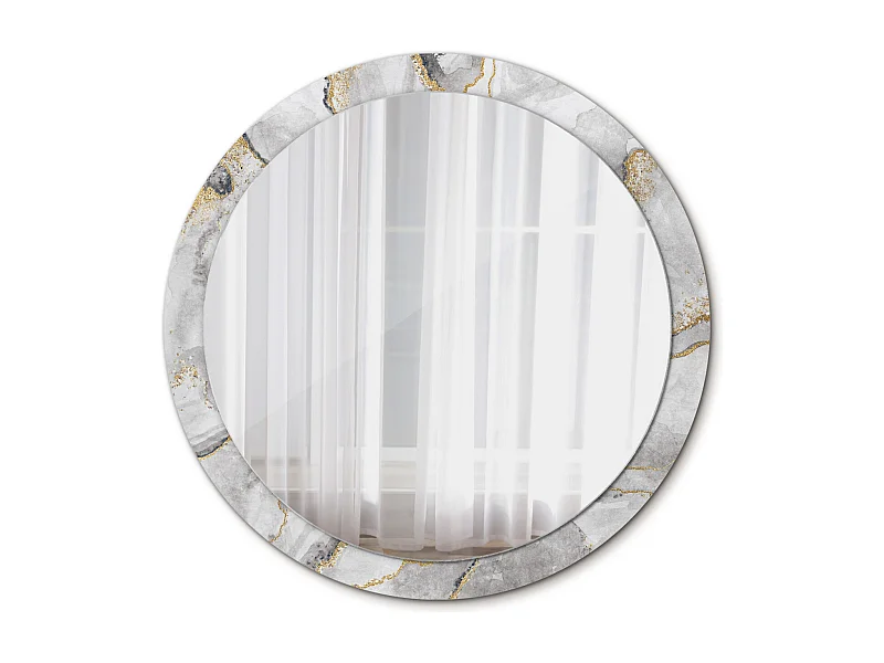 Miroir rond décoratif - Motif marbre - 100 cm