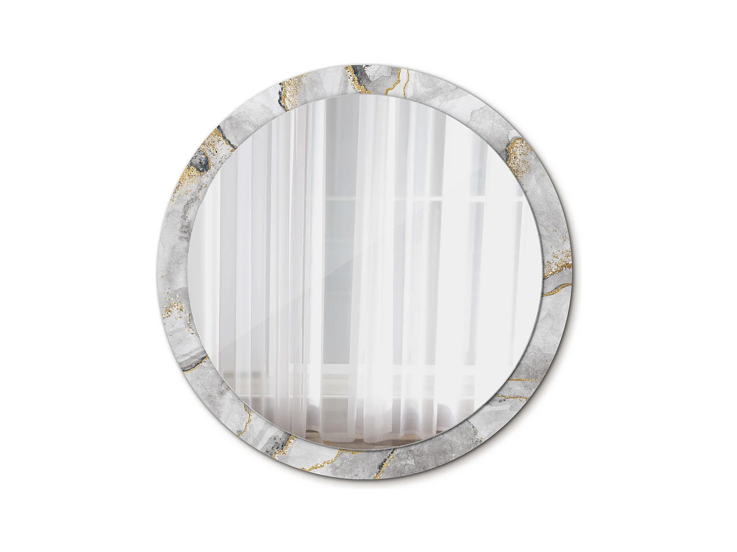 Miroir rond décoratif - Motif marbre - 100 cm