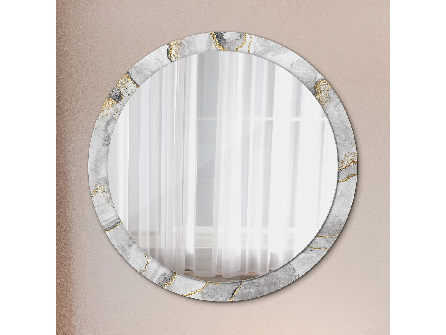 Runder dekorativer Spiegel - Marmormotiv - 100 cm