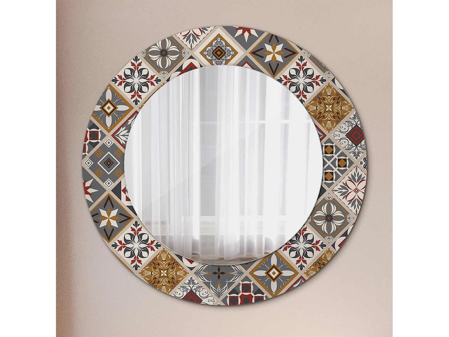 Miroir rond décoratif - Motif turc - 50 cm