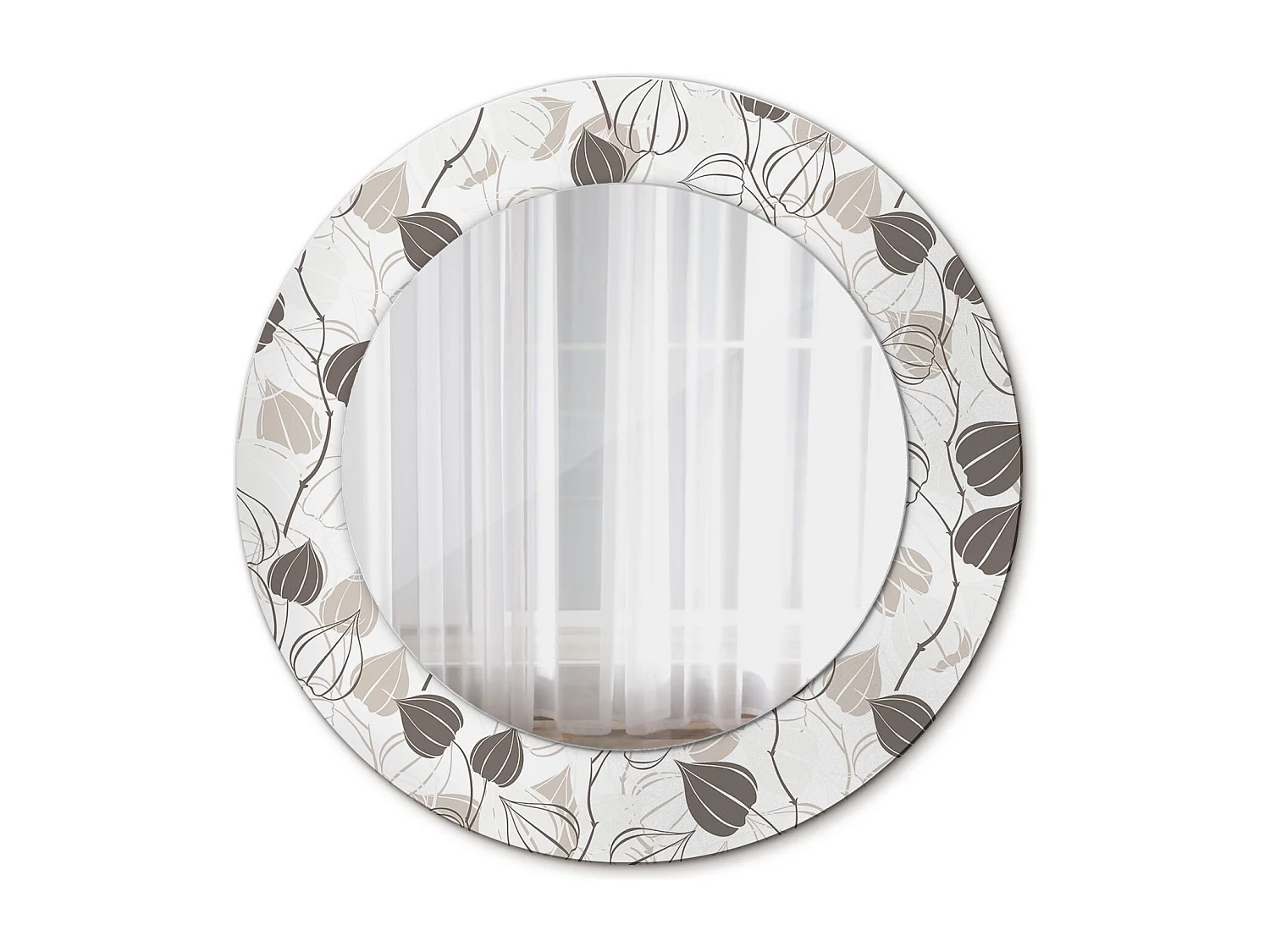 Miroir rond décoratif - Floral abstrait - 50 cm