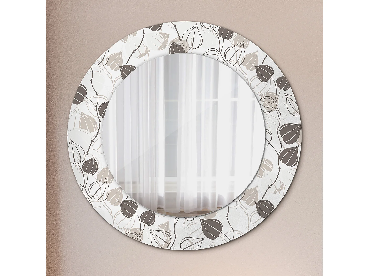 Miroir rond décoratif - Floral abstrait - 50 cm