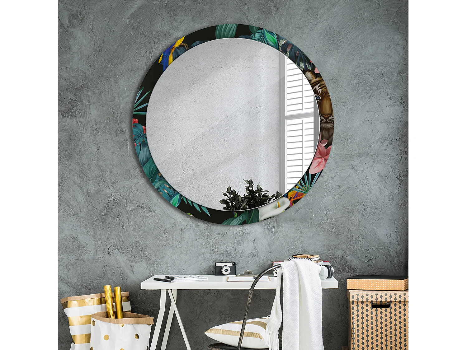 Ronde decoratieve spiegel - Vintage Jungle - 100 cm
