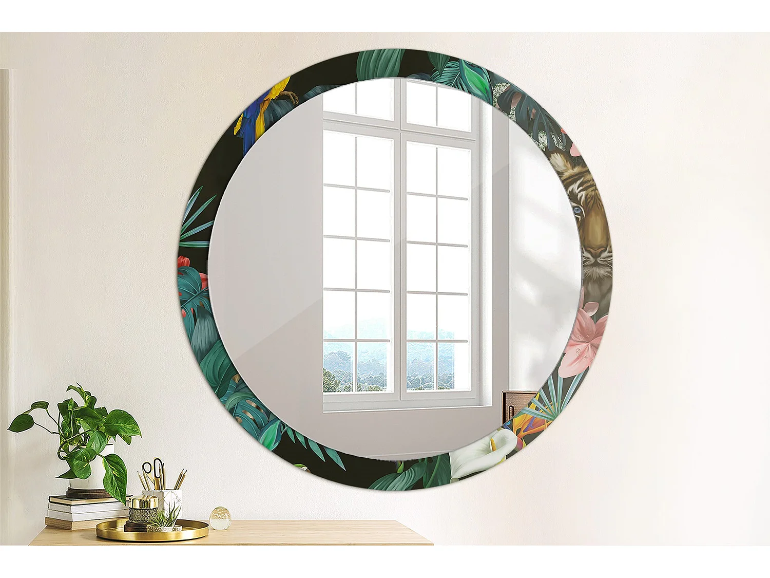 Ronde decoratieve spiegel - Vintage Jungle - 100 cm
