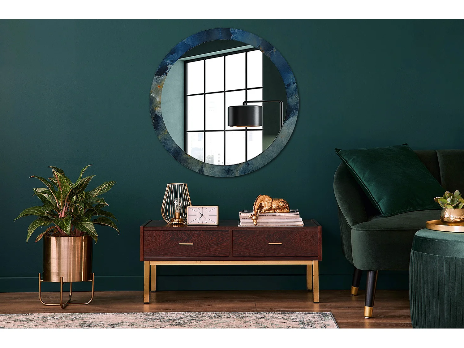 Miroir rond décoratif - Marbre Onyx - 90 cm