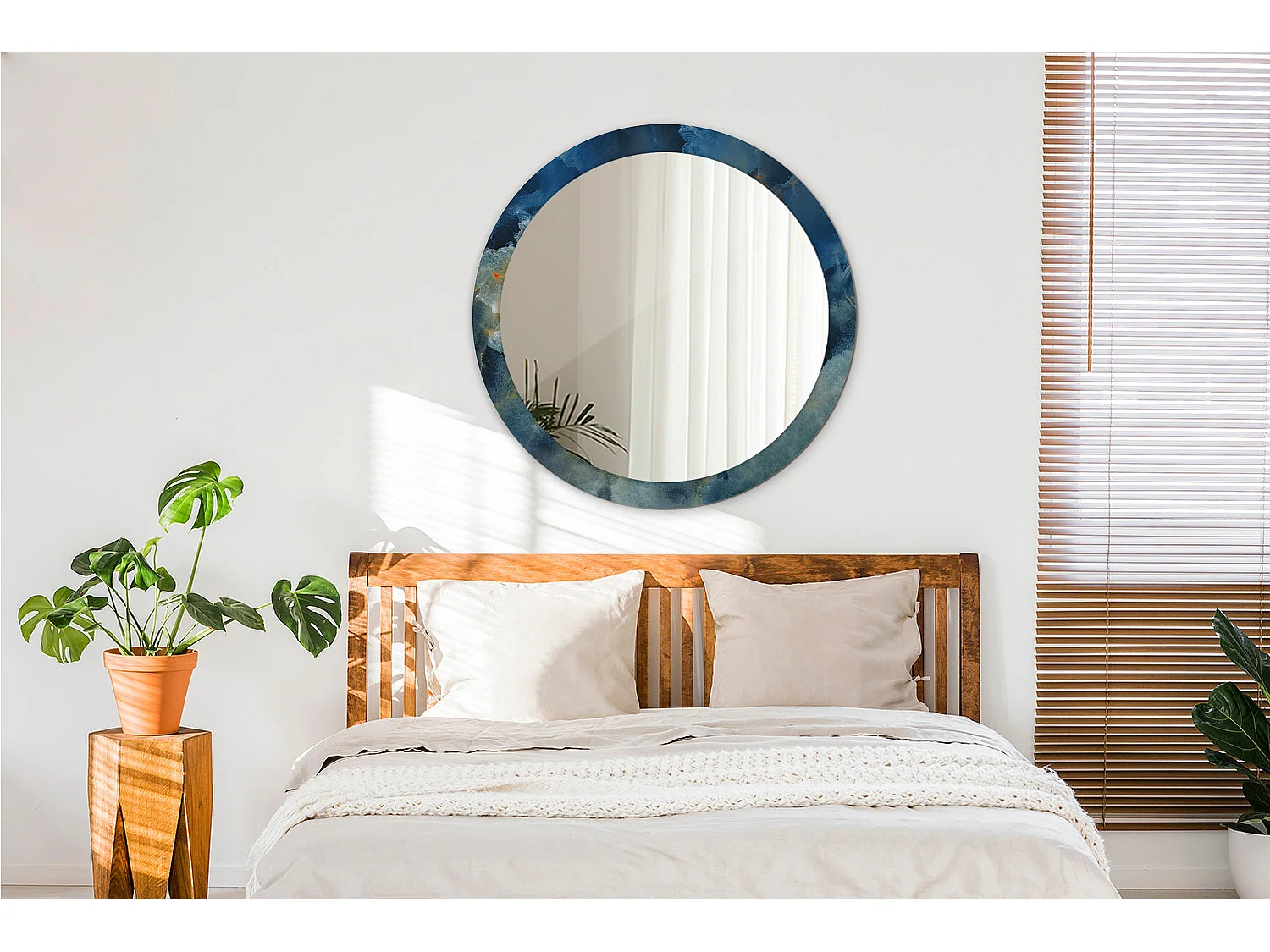 Miroir rond décoratif - Marbre Onyx - 90 cm