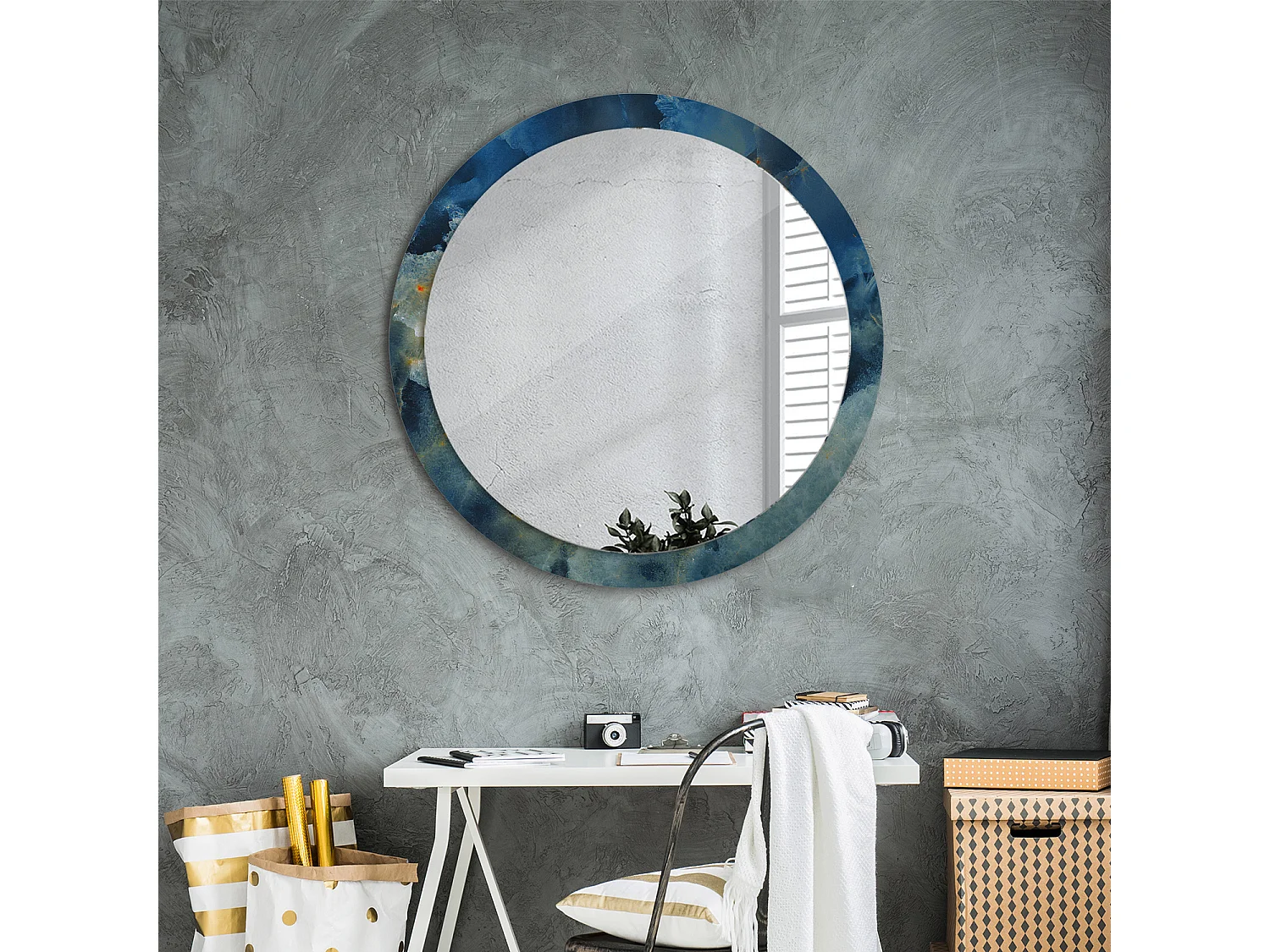 Miroir rond décoratif - Marbre Onyx - 90 cm