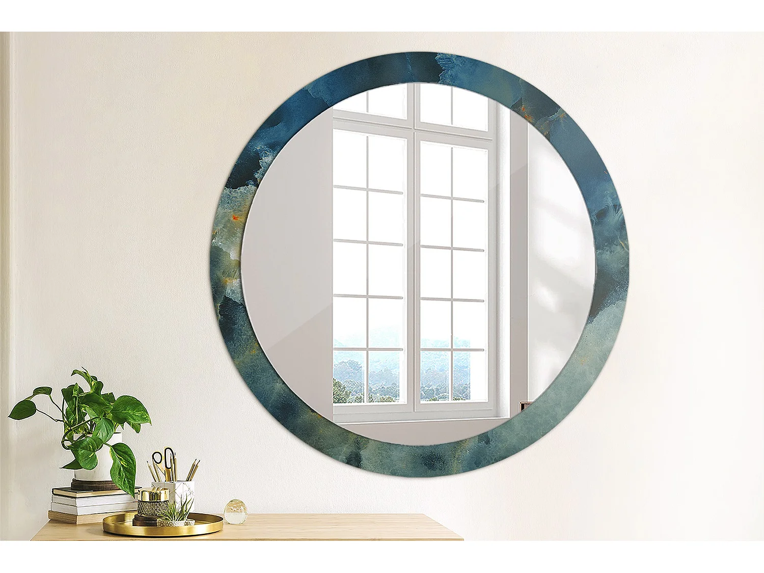 Miroir rond décoratif - Marbre Onyx - 90 cm