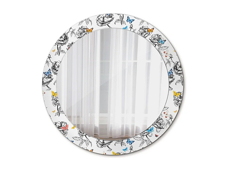 Dekorativer runder Spiegel - Bunte Schmetterlinge - 60 cm
