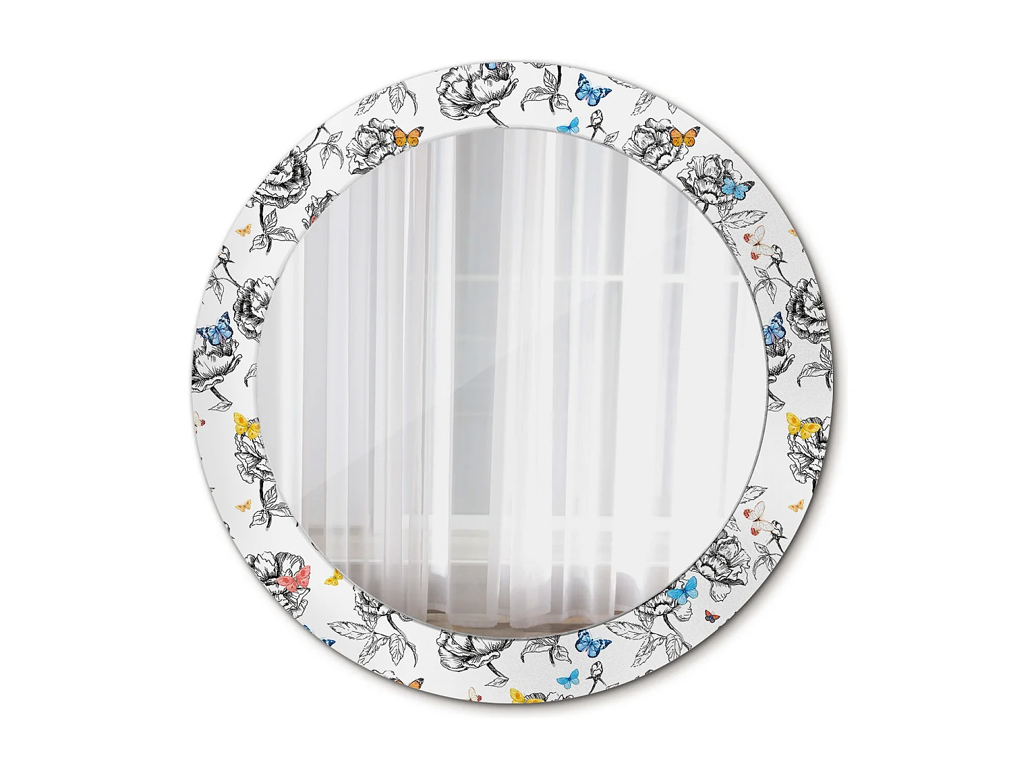 Dekorativer runder Spiegel - Bunte Schmetterlinge - 60 cm