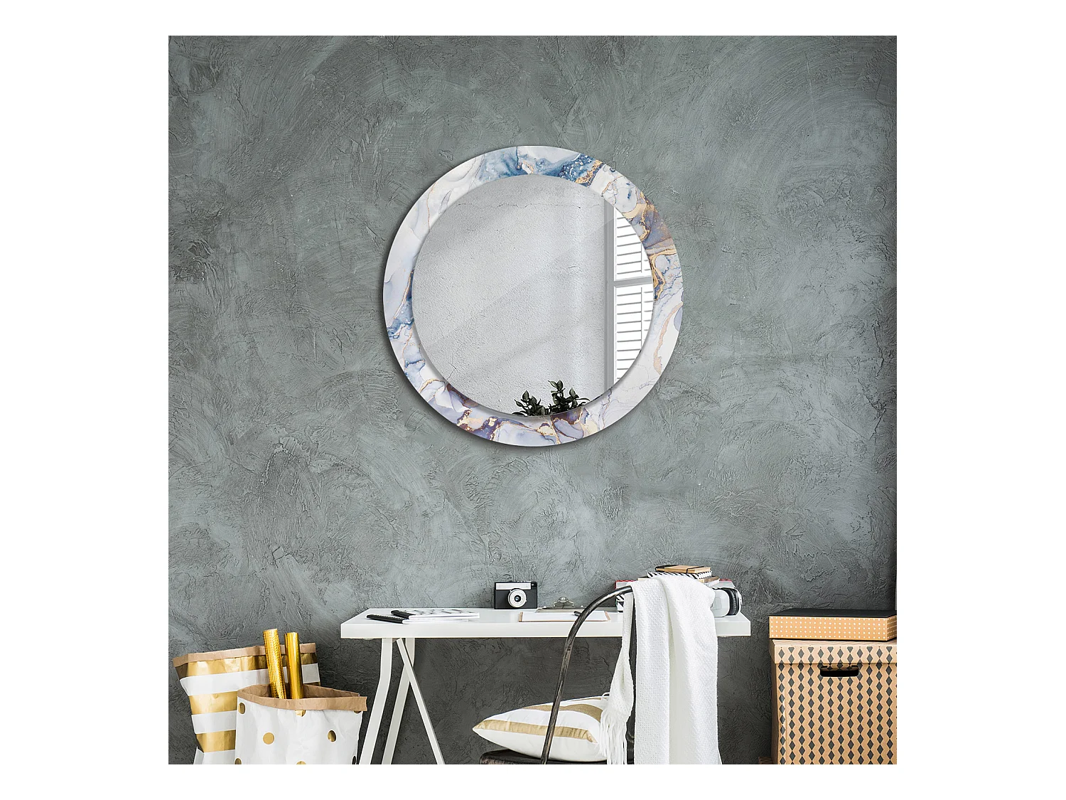 Miroir rond décoratif - Art abstrait - 70 cm