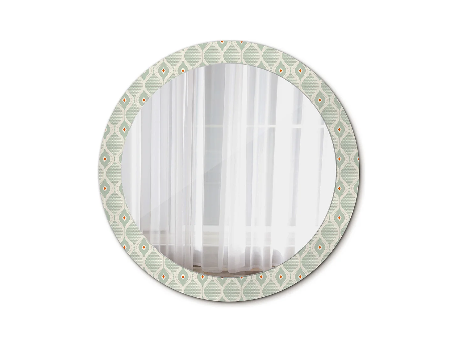 Miroir rond décoratif - Motif vintage classique - 80 cm