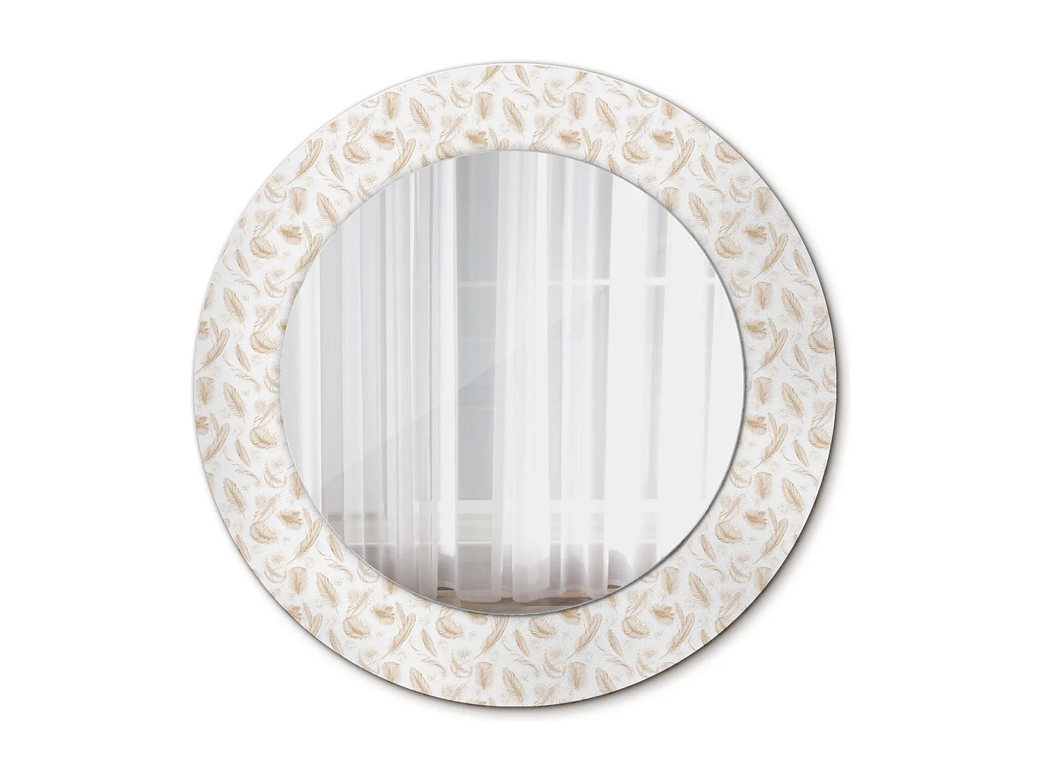 Decoratieve ronde spiegel - vogelveren - 50 cm