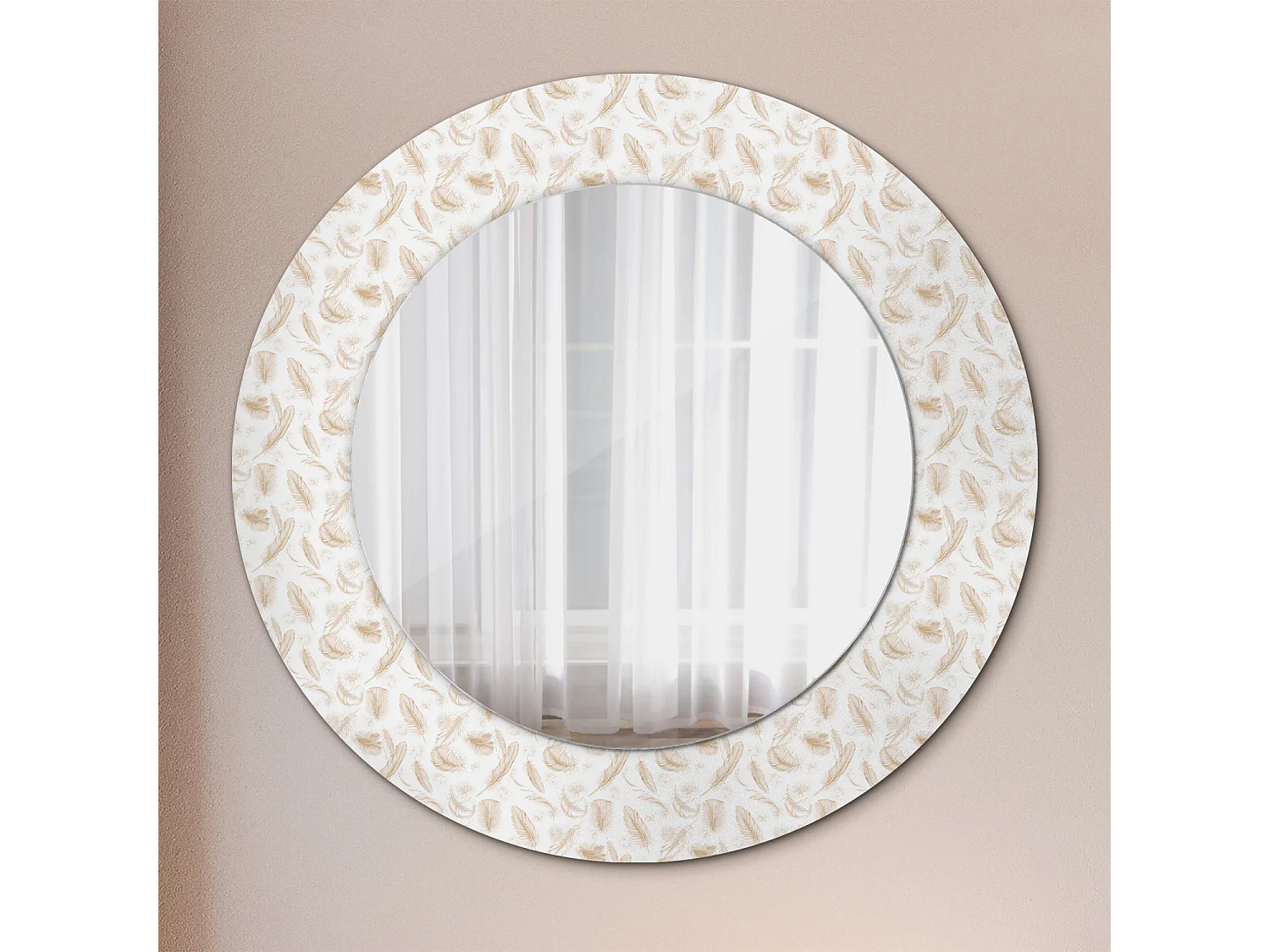 Decoratieve ronde spiegel - vogelveren - 50 cm