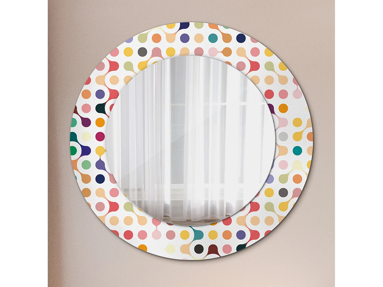 Dekorativer runder Spiegel - Pop-Art-Tupfen - 50 cm