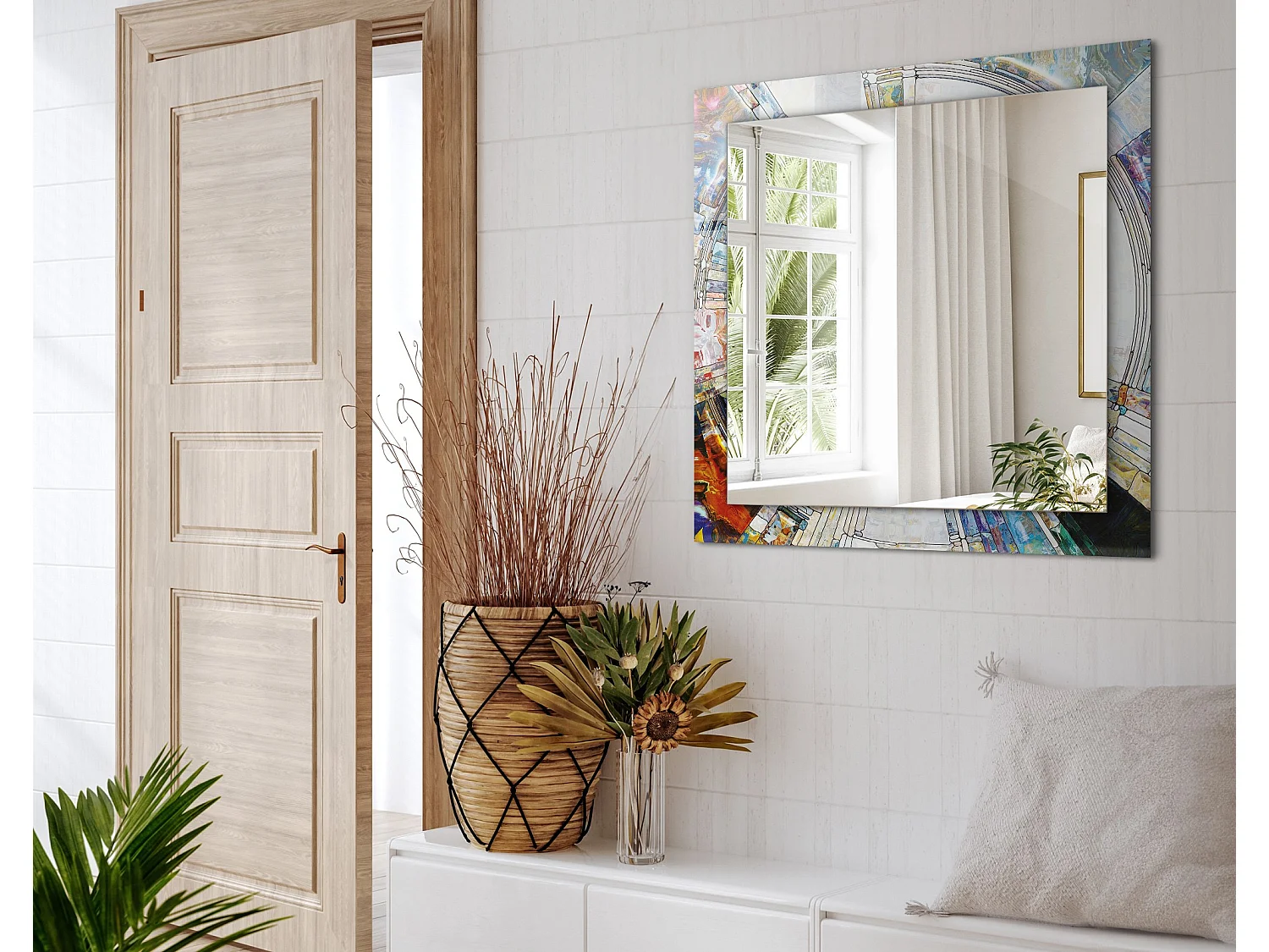 Dekorativer Spiegel mit Rahmen Abstraktes Mosaik 60 x 60 cm