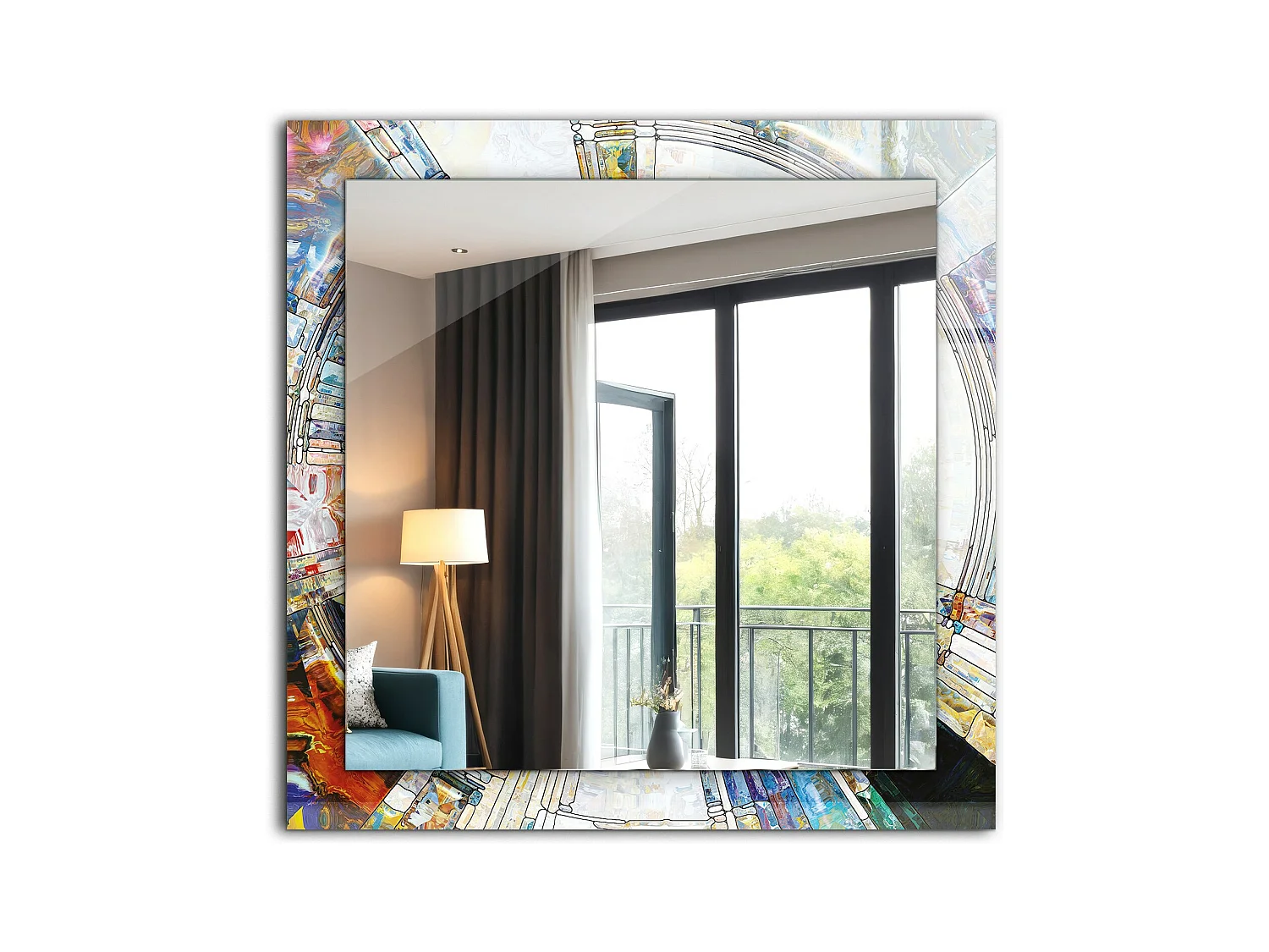 Miroir décoratif avec cadre Mosaïque abstraite 60 x 60 cm