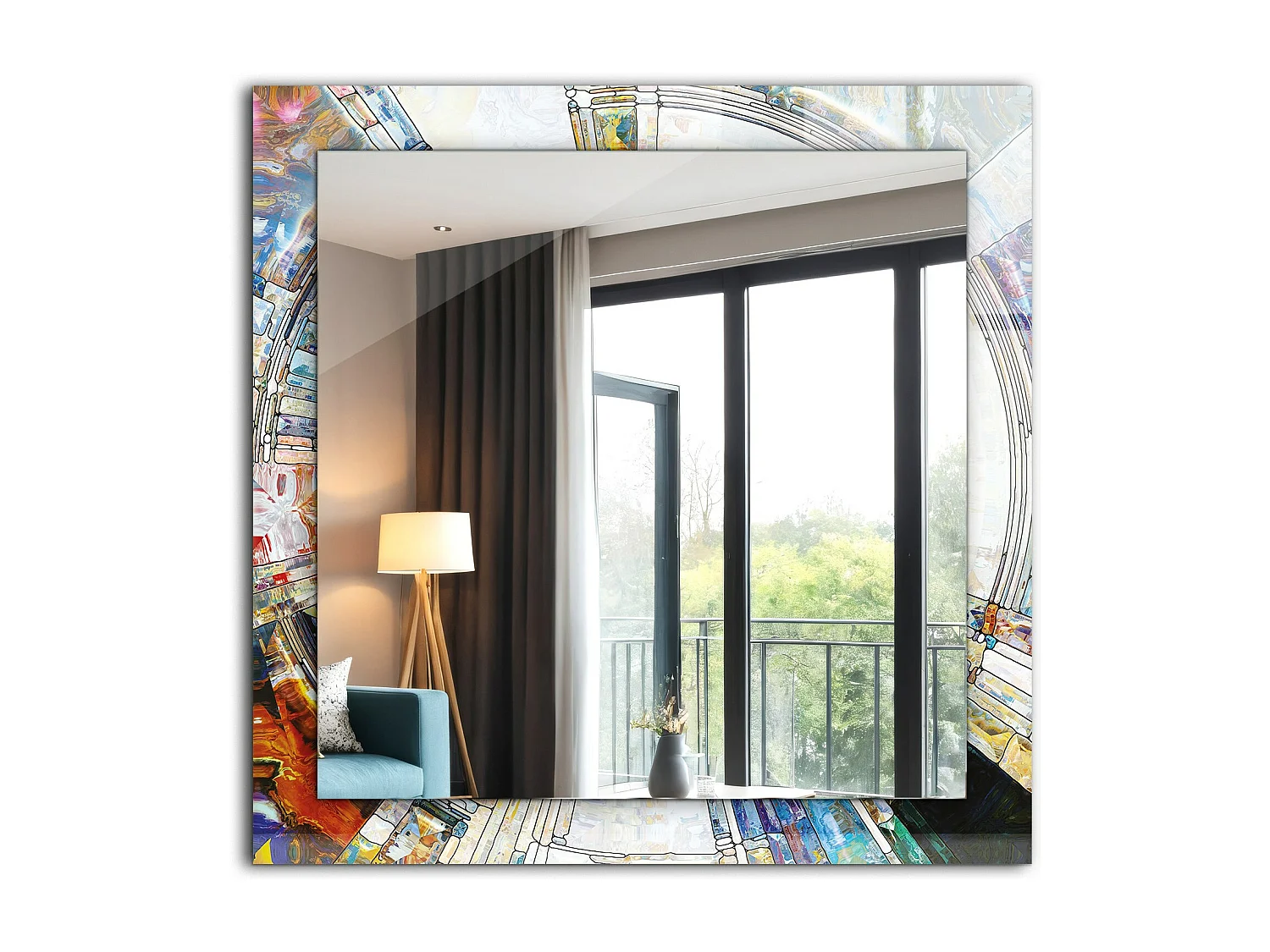 Dekorativer Spiegel mit Rahmen Abstraktes Mosaik 60 x 60 cm