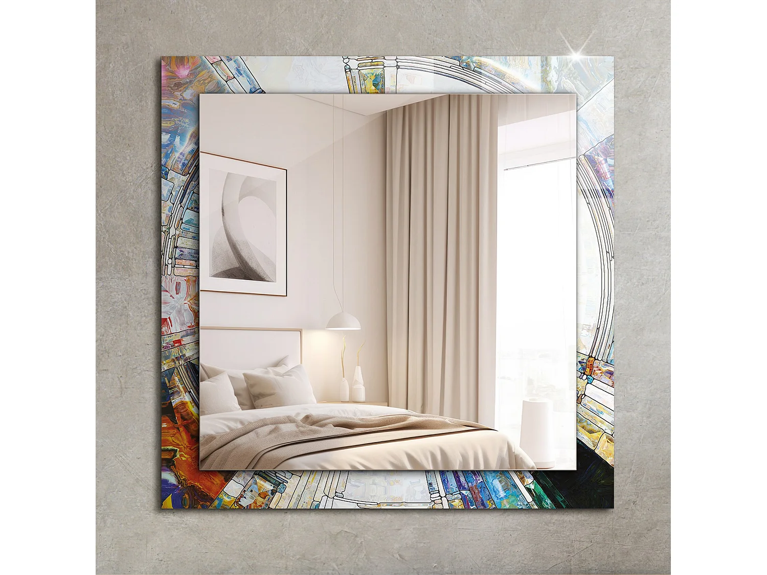 Dekorativer Spiegel mit Rahmen Abstraktes Mosaik 60 x 60 cm